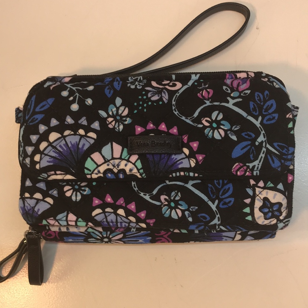 Vera Bradley Black &Multi-Colored Paisley Wristlet